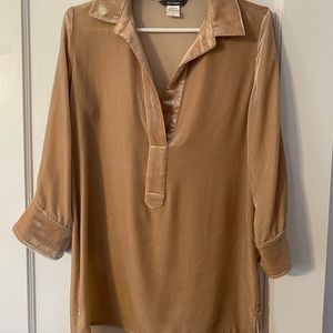 Blue Tassel Evalina Silk Velvet Tunic